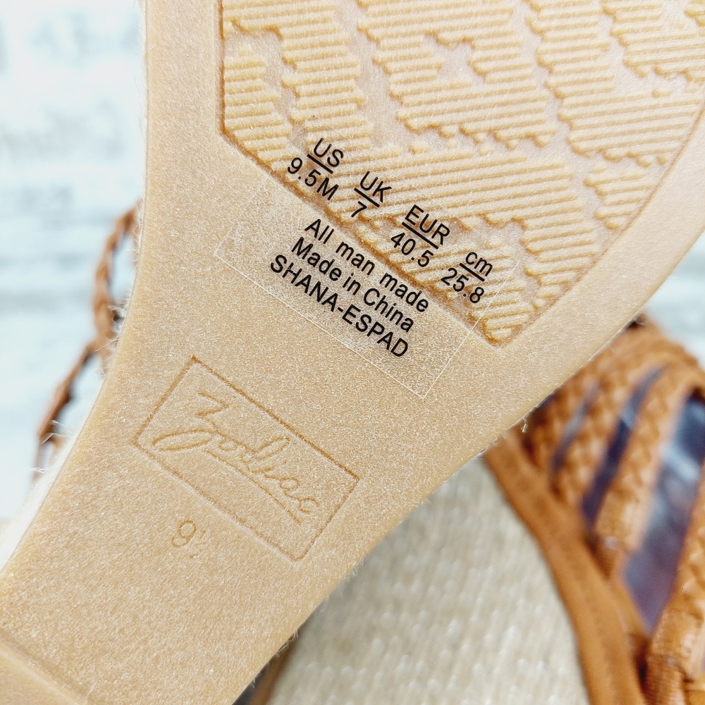 NEW Zodiac Women's Shana Brown Leather Espadrille Wedge Sandals B215 - Picture 11 of 12